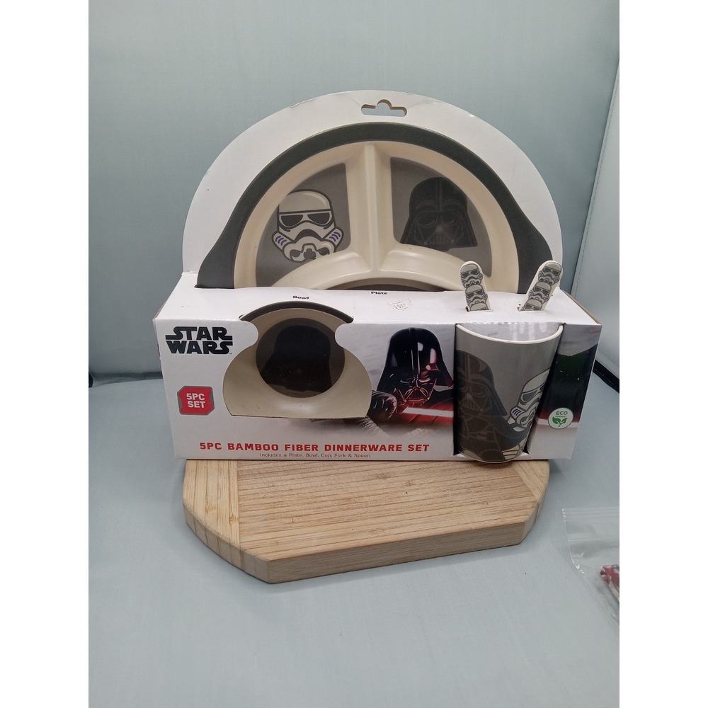 Star Wars Darth Vader Storm trooper 5 Pcs Bamboo‎ Dinnerware Plate Bowl Cup Set
